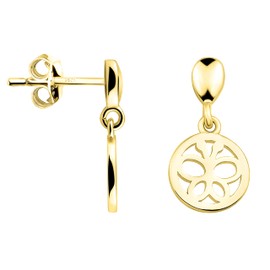SOFIA MILANI - Women's Earrings 925 Silver - Circle Butterfly Earrings, Yellow Gold