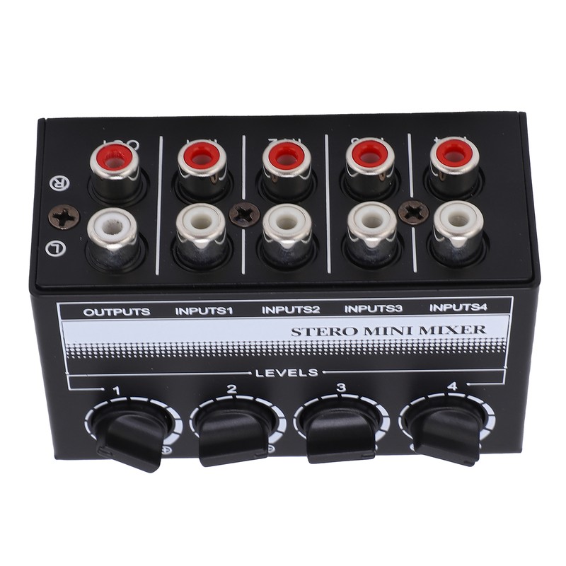 Stereo Mini Mixer Passive Audio Signal Controller 4 Channel Hub
