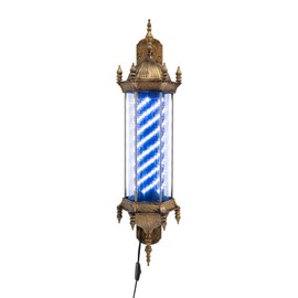 SEANESZTI 35inch Barber Pole Led Light, Barber Pole Retro Style Light, Barber Shop Rotating Light Sign, Rotating Blue & White LED Strips, Wall Mount Rotating Stripes Light, Barber Shop Open Sign