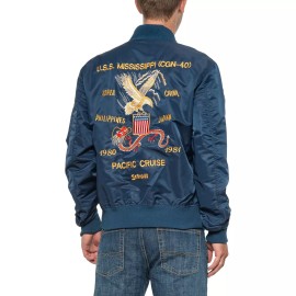 SCHOTT New Men`s Schott NYC MA-1 Nylon Flight Jacket Style 9722 MSRP$199 - Navy, L