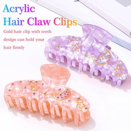 Fashey Acrylic Claw Clip White Hair Clips Cute Medium Hair Claws Hair Accessories for Women (purple+orange)