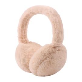 XIAOHAWANG Fluffy Ear Muff for Women Plush Foldable Earmuffs Kids Winter Earmuffs Girls Boys Cold Weather Ear Warmer (Khaki)