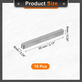 uxcell 10Pcs Round Ended Feather Key, 6 x 6 x 55mm Carbon Steel Parallel Drive Shaft Key Stock, Machine Keyway for Shaft Type Fastening Connection