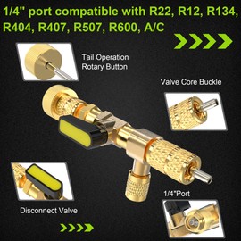 limontek Valve Core Removal Tool with HVAC Service Wrench Set, Hex Bit Adapter, 3/16", 1/4", 5/16", 3/8" Refrigeration Wrench for Air Conditioning Refrigeration Equipment