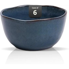 Organic Blue Irregular Stoneware Ceramic Cereal Bowls Dip Bowls Ice Bowls Yogurt Bowls 5.5in/9pz Dinnerware Setsogurtcolor: Blue 24pc 9.5oz