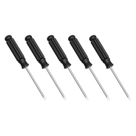 FOCMKEAS 5PCS Mini Slotted Screwdriver, 2.5mm Flat Head for Watch Eyeglasses Electronics Toy Repair, Non-magnetic, 3.62"(92mm) Total Length (Black Handle)