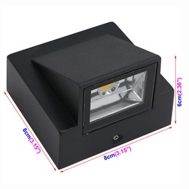 BRILLRAYDO 3W LED Outdoor Exterior Wall Step Down Light Fixture Lamp Black Finish Cool White