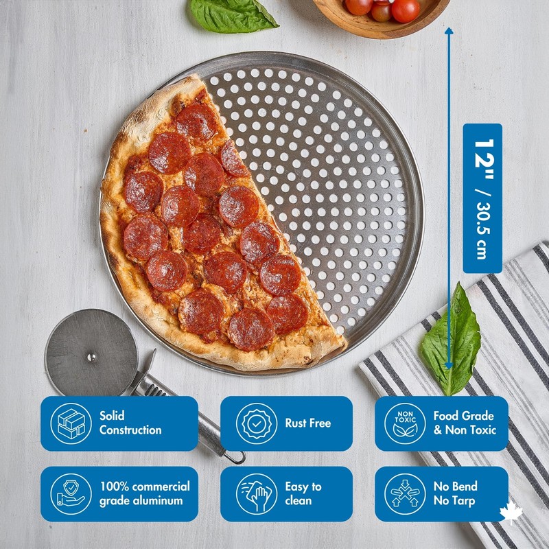 Norjac Pizza Pan with Holes, 10 Inch 2 Pack, Aluminum