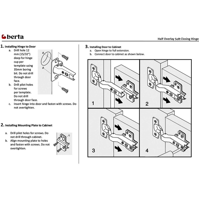 Berta (2 Pieces) Half Overlay Frameless Soft Closing European Hinges,