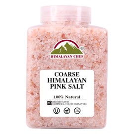 Himalayan Chef Pink Himalayan Salt Coarse Grain, 5 lbs Plastic Jar - Pure, Natural, Kosher, Mineral-Rich, Ideal for Grinder Refills, Cooking, Seasoning
