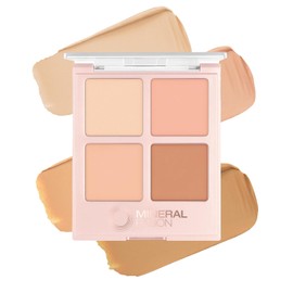Mineral Fusion Makeup Cream Concealer Eye Palette Quad - 4 Light to Neutral Shades - Indulgence - Blemish Concealer & Under Eye Brightener - With Vitamin C & E - Hypoallergenic