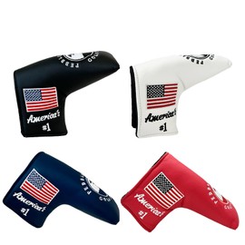 Putter Cover Headcover Fits Scotty Cameron Odyssey Velcro Closure American Embroidered Pin Type (Red)