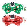 Peclot 2 Pack Christmas Cat Collar Breakaway with Bow Tie and Bell, Adjustable Pet Collars with Santa and Xmas Tree, Cute Santa Snowflake Print Collars with Removable Bowtie for Kitty Kitten Cats Pets
