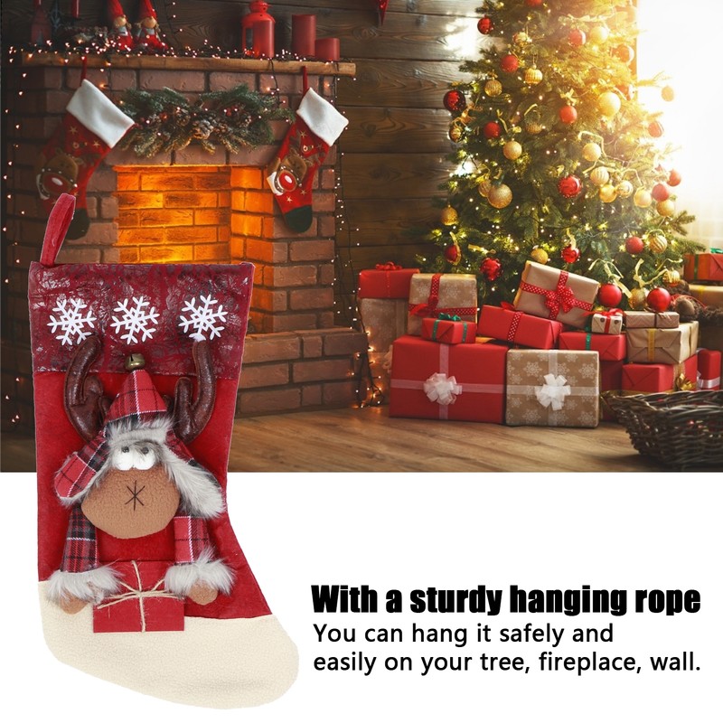 Hanging Christmas Holiday Stockings Sock Gift Bag Hanging Pendant Christmas