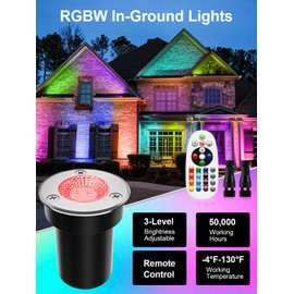 ZUCKEO RGB Low Voltage Landscape Lights LED Color Changing Well Lights, Outdoor In Ground Light Waterproof Accent Spotlights 12-24V Landscape Lighting for Yard Garden Pathway(8Pack with Connectors)