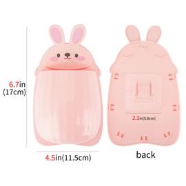 Biiange Wall-Mounted Pink Bunny Shelf Rabbit Storage Rack Makeup Tools Finishing Box Bathroom Stand Holder for Toothbrush or Toothpaste (1Pack)