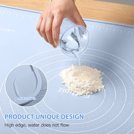 EuChoiz Silicone Pastry Mat 20"*16" Extra Thick Non Stick Baking Mat Food Grade Silicone Dough Rolling Bake Mat with Edge Heightening Blue