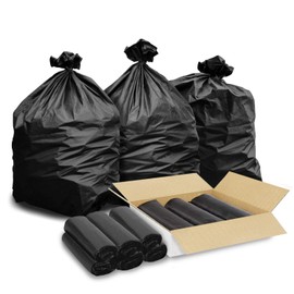 Black 13 Gallon Trash Bags – Bulk 1020 Count – Tall Kitchen Garbage Bags – 13 Gal Unscented Plastic Can Liners for Bathroom, Office, Janitorial, Commercial, Industrial, Municipal – Drawstring-Free