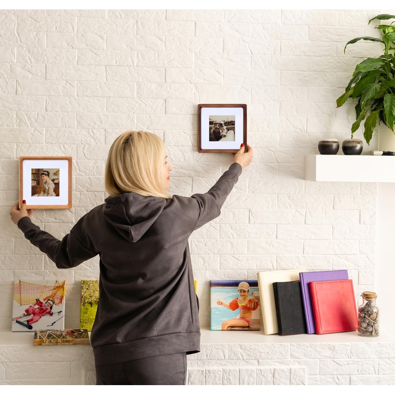 Gdfmsc Square 4x4 Picture Frame with Mat for 3x3, USA-Sourced