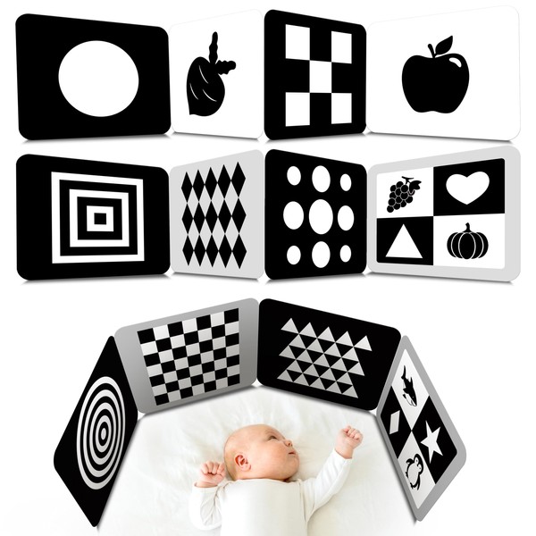 2 PCS Baby Visual Stimulus Cards, Double-Sided High Contrast Black