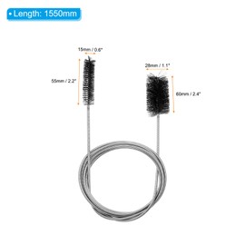 PATIKIL 61inch Flexible Drain Brush, Long Nylon Cleaner Brush Double Bristle Ended Spring Straw Cleaning Tool for Curved Pipe Slim Holes Fish Tank, Black