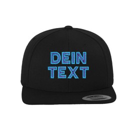 TS Men's Snapback Cap, Men's Baseball Cap, Customised, Customised, Customised, Embroidered with Your Own Text Name, black