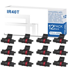 12 Pack IR40T Compatible Ribbon Calculator Ink Roller Replacement for IR-40T CP-13 NR-42 Black & Red CP13 MP-12D for Casio hr-100tm Ink,Sharp EL-1750V, EL-1801V,HR-100TM,HR-170RC Printer(12 Pack)