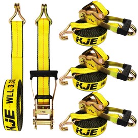KJE KJE 4 Pack Ratchet Straps Heavy Duty,2" x 27' Ratchet Strap 3,333 Lbs Working Load Limit,Tie Down Ratcheting with J-Hook, Cargo Straps for Truck,Trailer,Moving Appliances