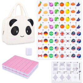 drizzle 65 Tiles Seaside Escape Blocks Game 30mm - Instruction Manual Panda Bag - National Flag & Vegetables Patterns