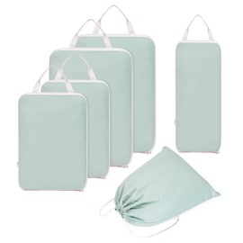 Narwey 6 Set Compression Packing Cubes for Backpack and Suitcases, Travel Organiser Packing Bags for Carry on Hand Luggage (Mint Green)