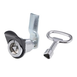 sourcing map Triangle Cam Lock 32mm Cylinder Length Fits Up to 3/8-inch Thick Panel Silver Tone