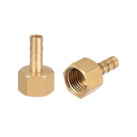 sourcing map Brass Hose Barb Fitting Connector, 6mm Barb G1/4 Female Thread Pipe Adapter, 2Pcs