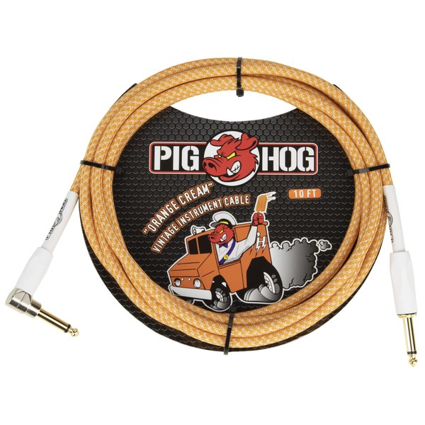 Pig Hog PCH102OCR Orange Creme 2.0-inch Instrument Cable Right Angle