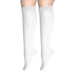 Womens Opaque Stretchy Nylons Knee High Stockings Soft Trouser Socks Tights for Girls White