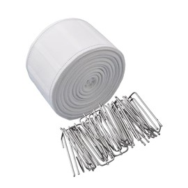 INCREWAY Curtain Accessory, 10 Meters/10.9 Yards White Curtain Tape Curtain Heading Deep Pinch Pleat Tape with 30 Pcs Stainless Steel 4 Prong Curtain Pleater End Tape Hooks Clips for Curtain DIY