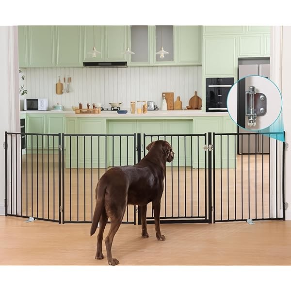 No Pawblems Free Standing Dog Gate with Door, 30'' Tall