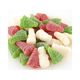 Sanded Gummy Christmas Trees and Snowmen, 2 Pound Package, 150 Pieces of Candy, Christmas Candy