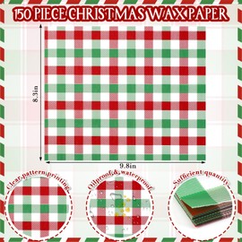 150Pcs Christmas Plaid Deli Paper, 9.8 x 8.3in Red Green Plaid Proof Food Deli Paper Sandwich Wrap Paper Grease Resistant Paper Liners Greaseproof Food Wax Paper for Xmas Home Kitchen