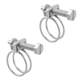 Pisces -2 Pack Double Wire Hose Clips to fit 20mm (0.75in) Pipe Tubing