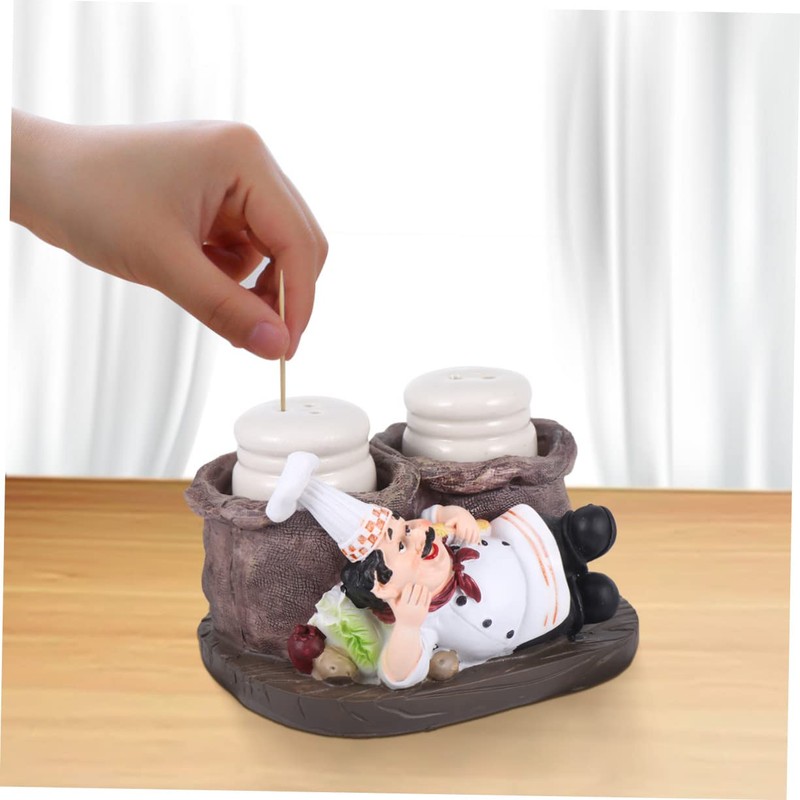 WOONEKY 1pc European Style Resin Chef Figurine Toothpick Holder Cute