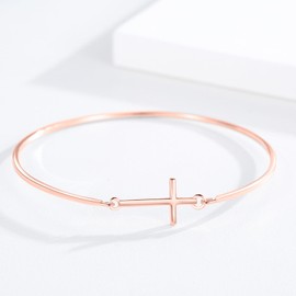 ZIPPICE Kreuz Armband Damen 925 Sterling Silber Kreuzarmband Christliches Armband Kreuz Armbänder Christlicher Schmuck Geschenke für Freundin Frauen Mädchen Mama (Roségold)
