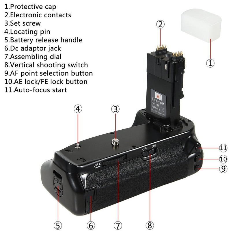 DSTE Pro IR Remote Control Multi-Function BG-E21 Battery Grip Compatible