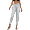 LBDLONGBIDA High Waist PU Leather Pants Stretch Skinny Disco Metallic