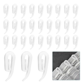 dinghaole Pack of 100 Universal Curtain Hooks, Plastic Curtain Hooks for Hanging, Curtain Rolls, White Curtain Hooks for Shower Curtains, Window Curtains, Door Curtains