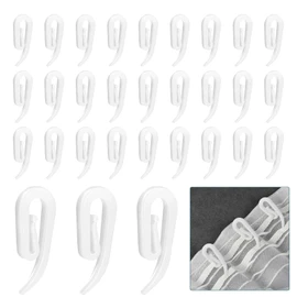 dinghaole Pack of 100 Universal Curtain Hooks, Plastic Curtain Hooks for Hanging, Curtain Rolls, White Curtain Hooks for Shower Curtains, Window Curtains, Door Curtains