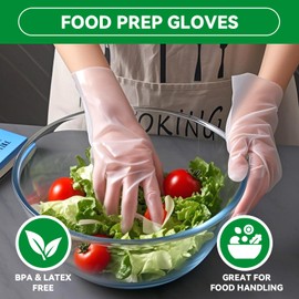 KLIZZA 200pcs Plastic Gloves Disposable, Latex-Free, Powder Free, Clear Gloves for Cooking, Food Handling, Cleaning, Large