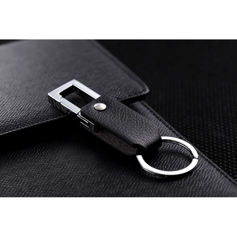 Cerbery - Leather Keyring with Rings and Gift Box, black