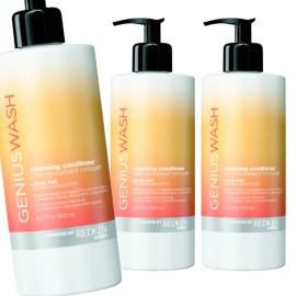 Redken Genius Wash Cleansing Conditioner for Unruly Hair, 16.9 oz - Pack of 3