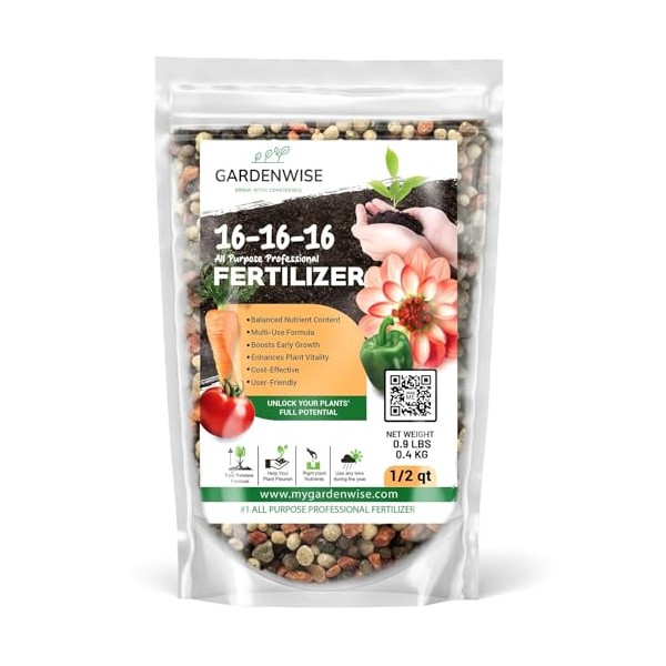 GARDENWISE 16-16-16 All Purpose Professional Fertilizer - Lawn, Flower, Tree,