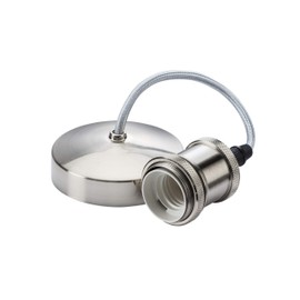 Knightsbridge 6 Inch E27 Vintage Pendant Set in Brushed Chrome